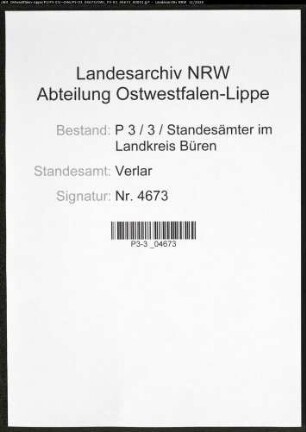 Sterberegister Standesamt Verlar