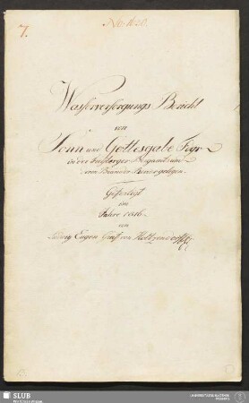 Wasserversorgungs Bericht von Sonn und Gottesgabe Fdgr in der Freyberger Bergamts und deren Bränder Revier gelegen - 18.6302 4.