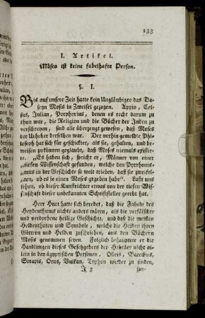 I. Artikel. Moses ist keine fabelhafte Person.