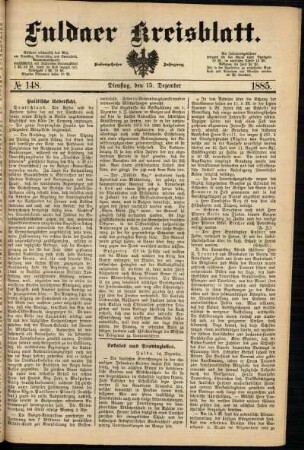 Ausgabe vom Dienstag, den 15. Dezember 1885.