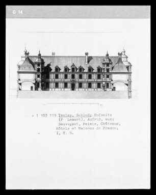 Tanlay, Aufriss des Schlosses, Hofseite