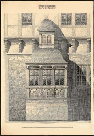 Rathaus, Wernigerode Umbau: Aufriss Erker des alten Ratssaales 1:10