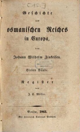 Geschichte des osmanischen Reiches in Europa, 8. Register