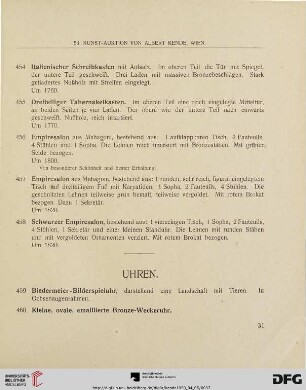 Uhren (Nr. 459 - 468a)