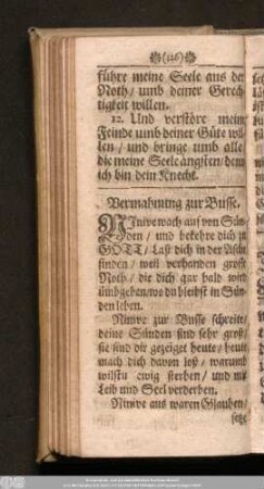 Vermahnung zur Busse.
