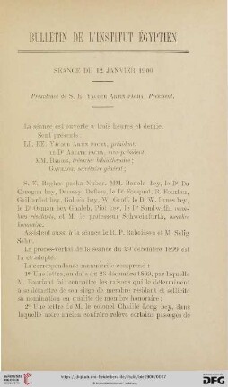 Séance du 12 janvier 1900