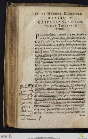 Oratio IV: Caspari a VValdenfels in Thierbach Franci
