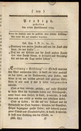 209-221, Predigt gehalten den 22ten Herbstmonat 1799.