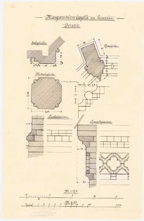 Margarethenkapelle in der Marienkirche, Prenzlau Wiederherstellung: Pfeiler 1:25, Gesimse 1:10