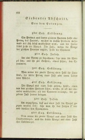 Siebenter Abschnitt. VOn den Potenzen