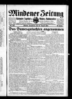 Mindener Zeitung : nationales Tageblatt für Minden u. Nachbargebiete : General-Anzeiger für den nördl. Reg.-Bezirk Minden