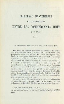 Le Bureau du commerce et les réclamations contre les commerçants juifs (1726-1746) (suite)