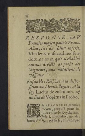 Response au premier moyen