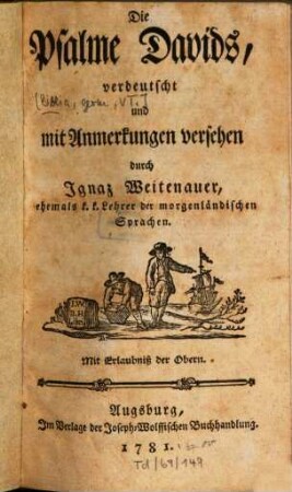Biblia Sacra, oder Die heilige Schrift des Alten Testaments, [8]. Die Psalme Davids