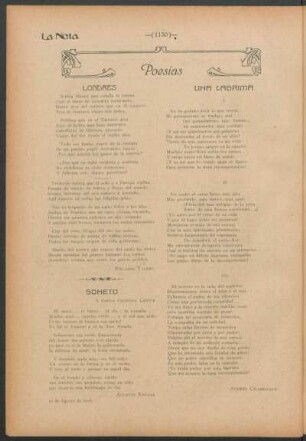 Poesías : Londres [y] Soneto [y] Una lagrima