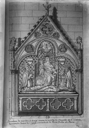 Paris, Notre-Dame, Zeichnung des Grabmals Simon Matifas de Bucy