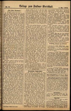 Zweite Ausgabe vom Donnerstag, den 06. Mai 1886.