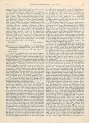 463-469 [Rezension] Lea, Henry Charles, A history of auricular confession and indulgences in the Latin church. 3 Vols