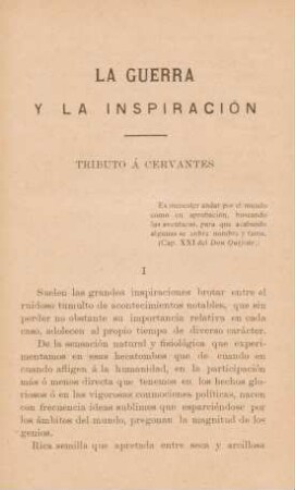 La guerra y la inspiración