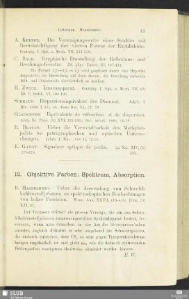 12. Objektive Farben; Spektrum, Absorption