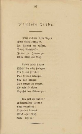 Rastlose Liebe.