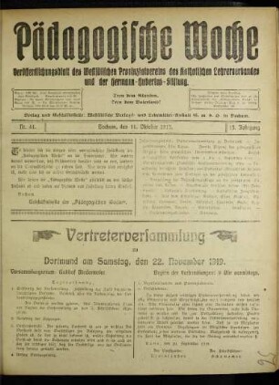 Vertreterversammlung zu Dortmund am Samstag, den 22. Dezember 1919