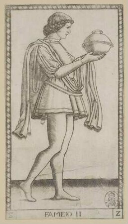Fameio (der Diener), Blatt Nr. 2 aus der S-Serie der sogenannten Tarock-Karten des Mantegna
