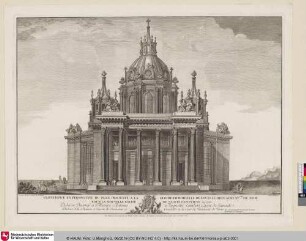 Frontispice en perspective du plan projetté a la gloire immortelle de Louis le-bien-aimé XVeme du nom pour la nouvelle église se Sainte Genevieve