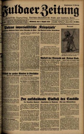 Ausgabe vom Mittwoch, den 09. August 1939.