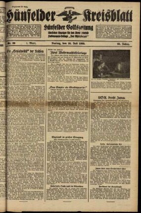 Erste Ausgabe vom Freitag, den 28. Juli 1939.