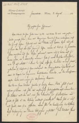 Brief an Ludwig Strecker <senior> und B. Schott's Söhne : 31.08.1905