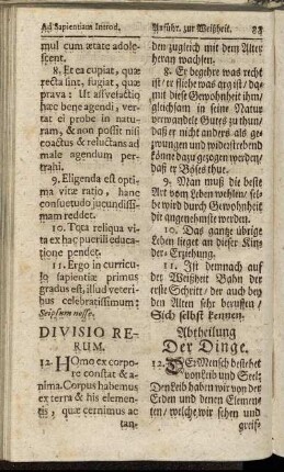 Divisio rerum. = Abtheilung Der Dinge.