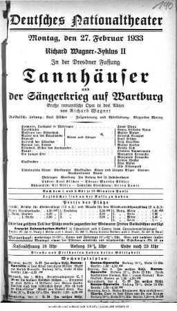 Tannhäuser und Der Sängerkrieg auf Wartburg