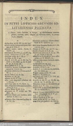 Index In Petri Lotichii Secundi Solitariensis Poemata