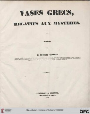 Vases Grecs, relatifs aux mystères