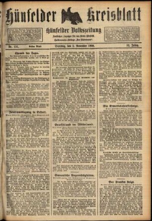 Erste Ausgabe vom Dienstag, den 02. November 1926.