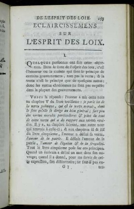 Eclaircissemens Sur L'Esprit Des Loix