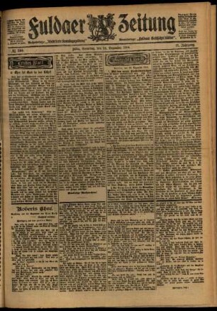 Erste Ausgabe vom Samstag, den 24. Dezember 1904.