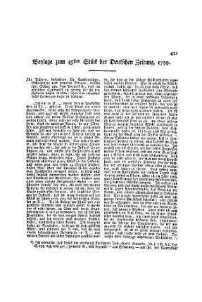 Beylage zum 49ten Stück der Deutschen Zeitung 1789