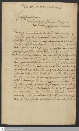 Brief von Hans Christoph v. Schweinitz an August Hermann Francke.