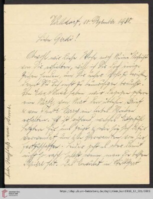 Korrespondenz von Alice und Ludwig Klein: Brief von Alice Klein und Ludwig Klein an Irmgard Klein