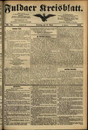 Ausgabe vom Dienstag, den 27. April 1909.
