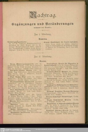 Nachtrag. Ergänzungen und Veränderungen während des Druckes