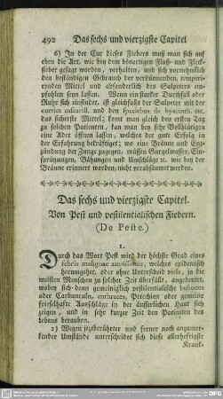 Das sechs und vierzigste Capitel. Von Pest und pestilentialischen Fiebern. (De Peste.)