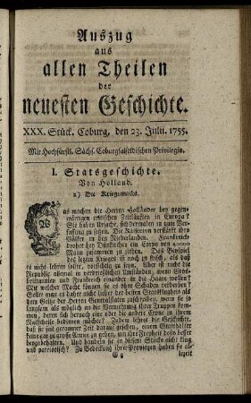 XXX. Stück. Coburg, den 23. Julii. 1755.