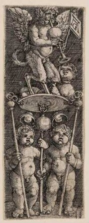 Zwei Knaben und ein Satyr mit Dudelsack