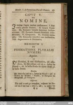 Membrum I. De Formatione Pluralis Numeri.