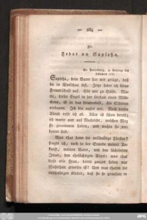 30. Fedor an Sapieha. St. Petersburg, zu Anfange des Octobers 1727.