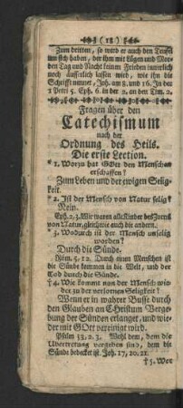 Fragen über den Catechismum nach der Ordnung des Heils.