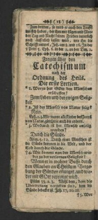 Fragen über den Catechismum nach der Ordnung des Heils.
